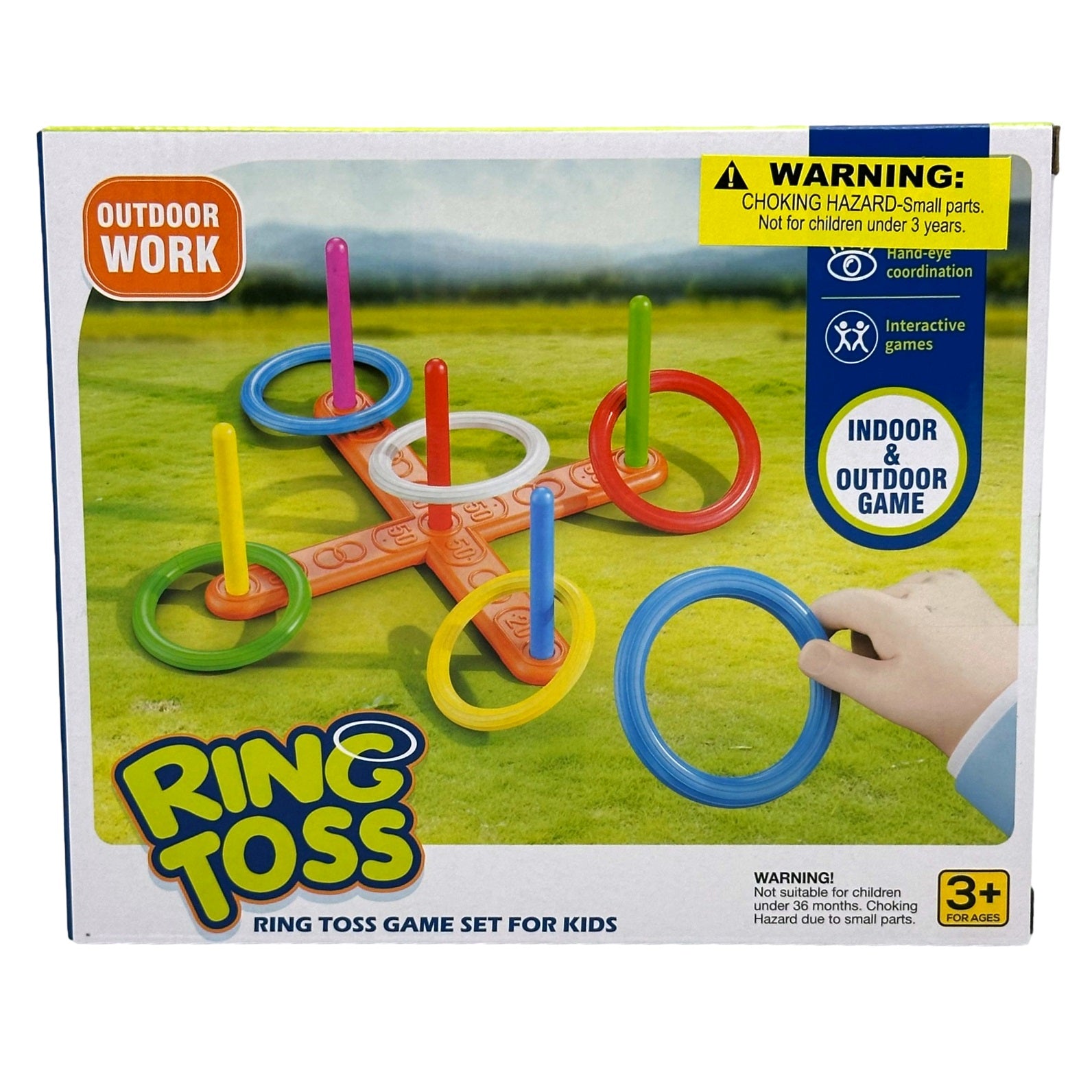 A game box showing a colorful ring toss game set against a green field background.